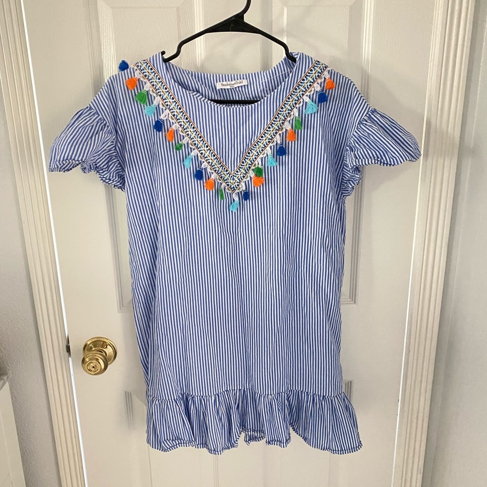 Moderne Child Shoppe Blue Tassel Dress